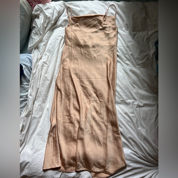 Hidden Label Satin-Like Champagne Slip Dress - Size S - Picture 2 of 5